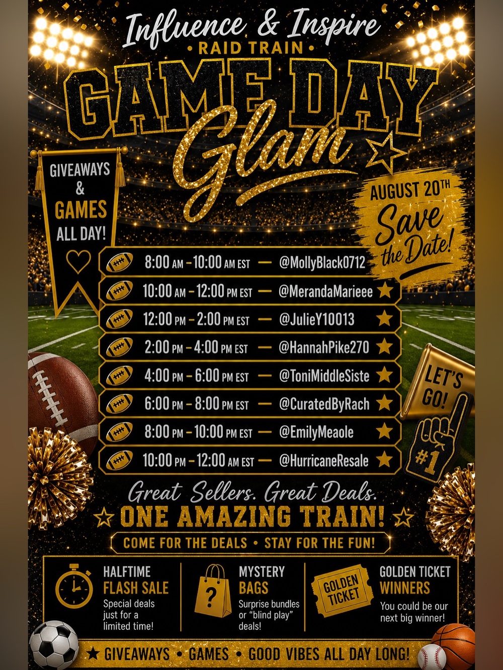 Influence & Inspire ☀️Game Day Glam ☀️ Raid Train!